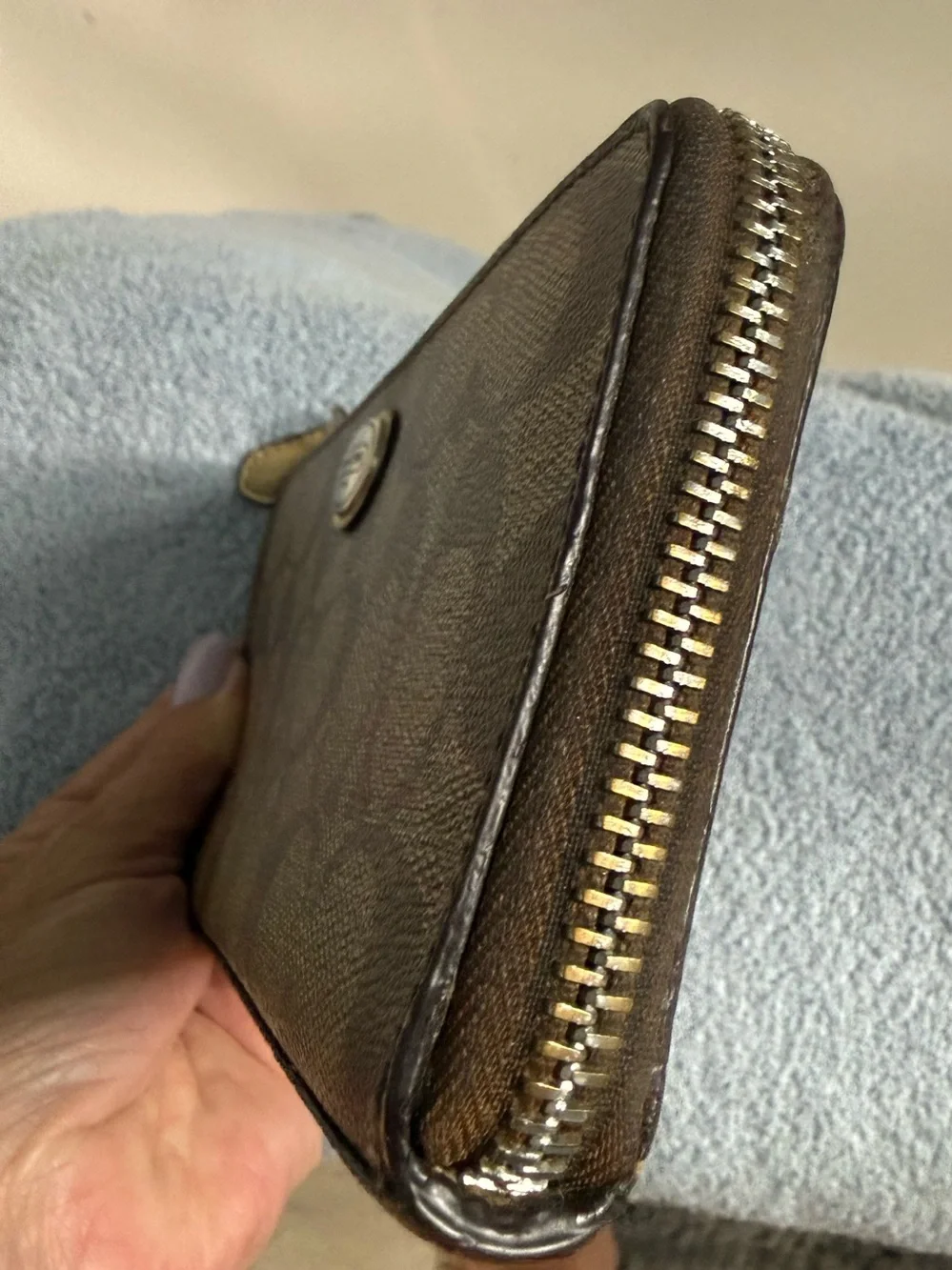 COACH Signature Canvas Wristlet & Zip Wallet Duo Set Brown Tan Bundle ✨